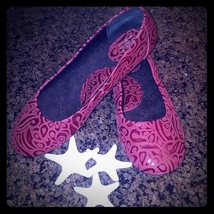 BOC leather ballet flats velvet Crimson red